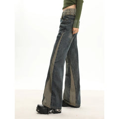 Jeans Women's Y2K Fashion Design Spliced Denim Pants Loose Straight Leg Wide Leg