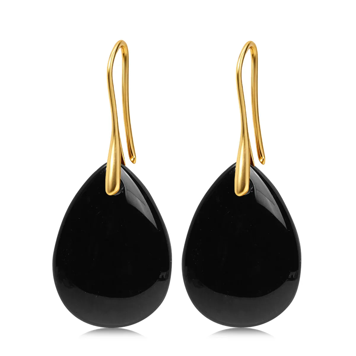 Natural Stone Pendant Women's Teardrop Earrings Elegant Gem Jewelry Creative Gift Black Obsidian Amethyst Rose Quartz Earrings