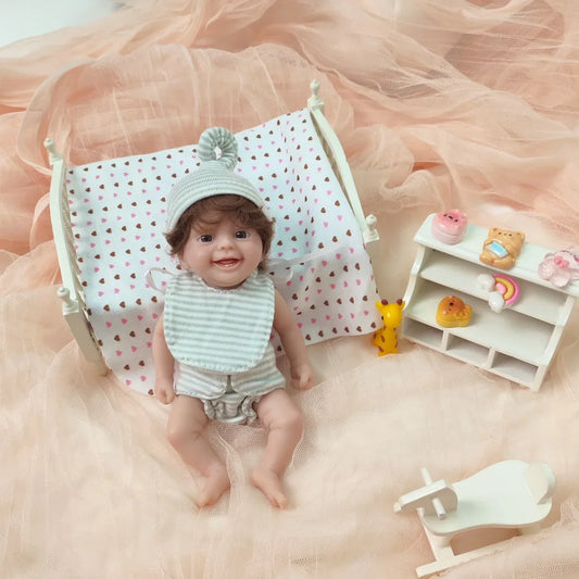 6" Micro Preemie Full Body Silicone Big Eyes  Doll "Mason" and "Mila"Lifelike Mini Reborn Bady Surprice Children Anti-Stress