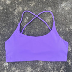 Women Cross Straps Gym Workout Crop Top Yoga Vest High Impact Fitness