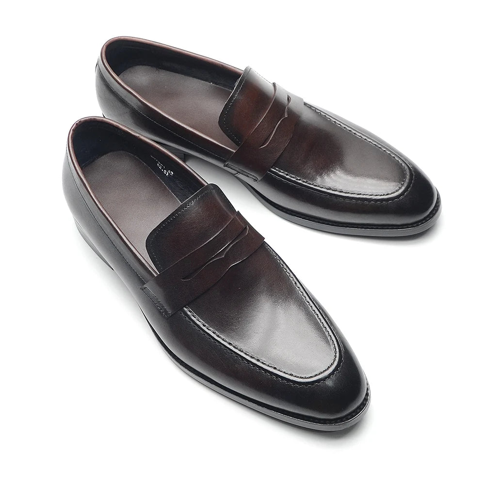 2024 Luxury Brand Slip-On Dress Shoes Men Genuine Leather Italian Penny Loafer Shoes for Men Wedding Party Formal Footwear Male