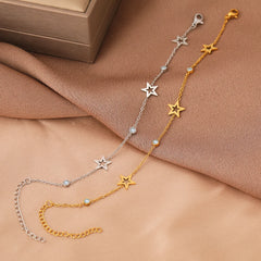 Stainless Steel Bracelets Crystal Zircon Hollow Star Pendant Korean Fashion Bracelet