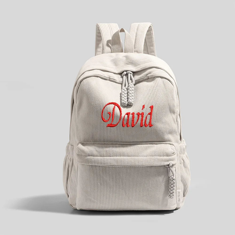 Personalized Backpack 2025 Soft Schoolbag shoulder straps Large Capacity Custom Unique Name Embroidered Corduroy Special Design