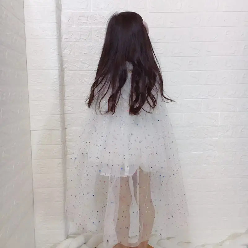 Summer Girls Long Cape Cardigan Kids White Girl Coat  Outcoat Shawl Girls Clothes