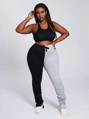 LW Plus Size Pants Casual Patchwork Black Pants Y2K Streetwear Joggers Sweatpants skinny Sports Pants Hip Hop women's pants