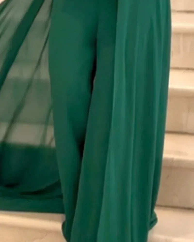 Spring New Fashion Woman Long Jumpsuits Elegant Sleeveless Ruched Sexy Backless Asymmetrical Hemline Jumpsuit