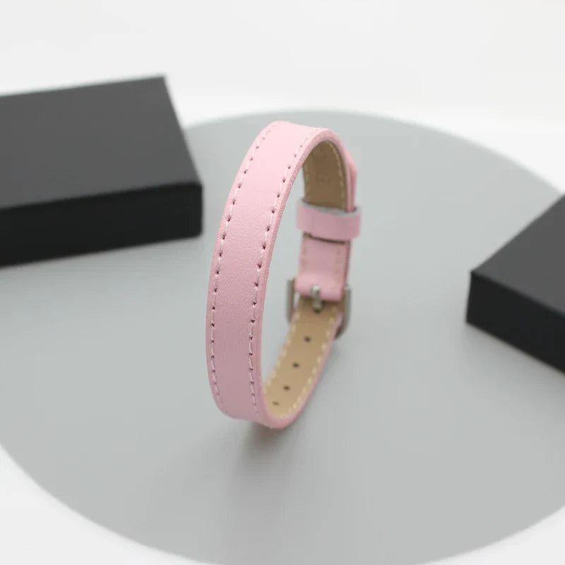 20pcs Real Leather Bracelet Band 8/10mm Width 21cm Length Through Slide Charms Letters Alphabet DIY Jewelry For Women Kids Gift