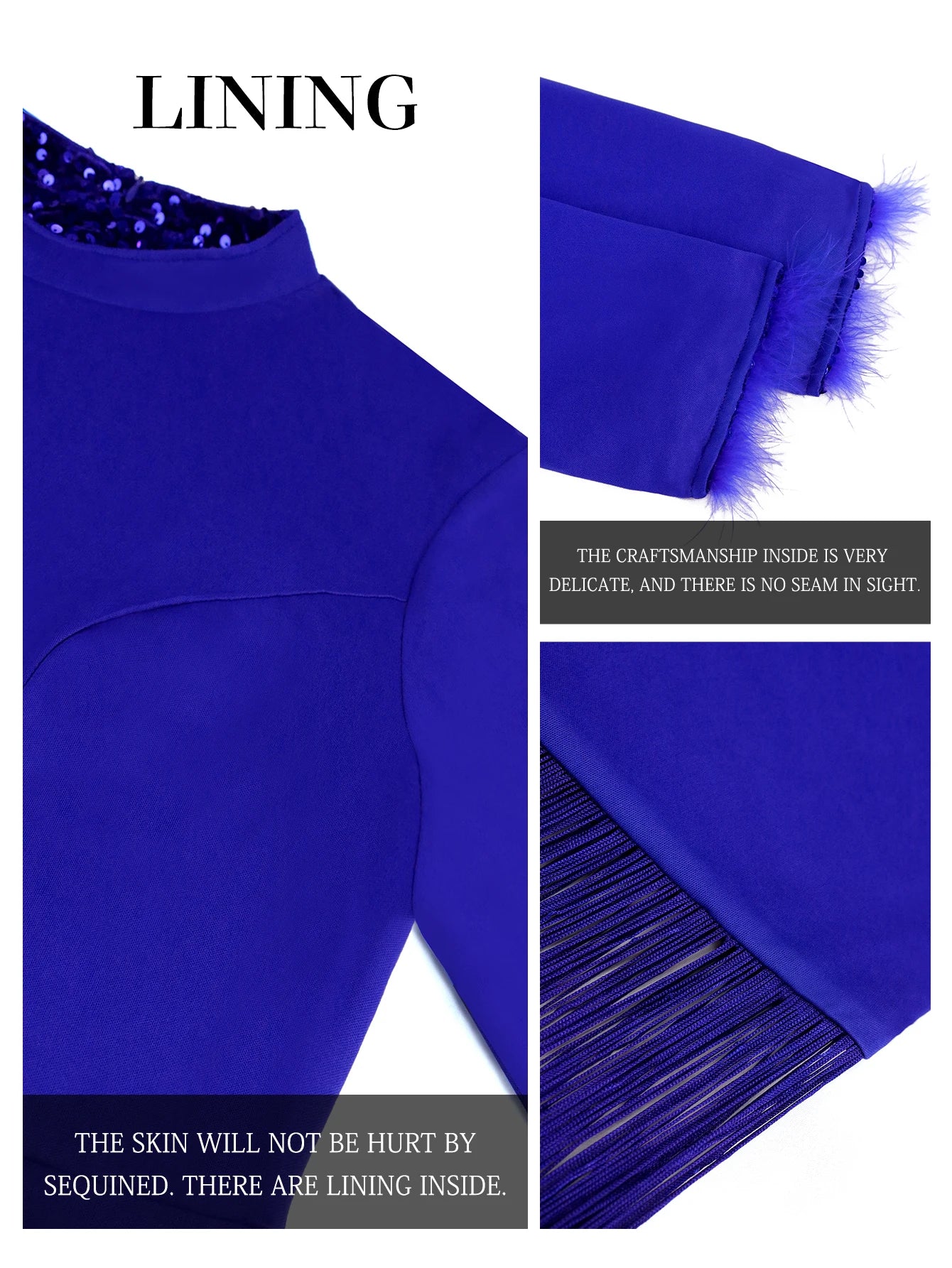 Evening wear Dresses: Women Long Sleeve  Feather Tassel Gown