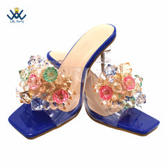 Ladies Super Heel Shoes Matching Bag Set in Royal Blue For African Women Party