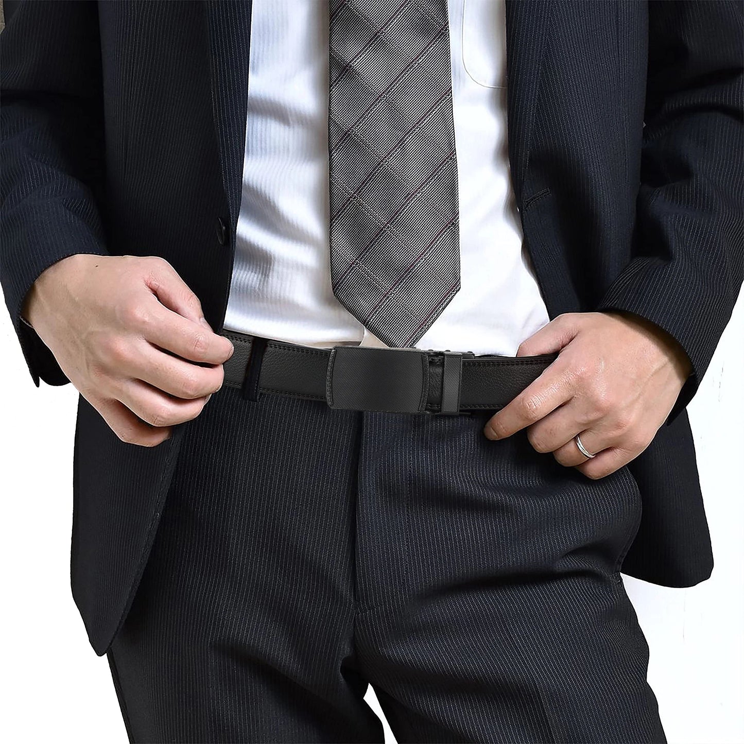 High-quality men's leather Belt Comfort Click Belt automatic buckle flip Belt convenient, business casual golf Ratchet Belt, Chr