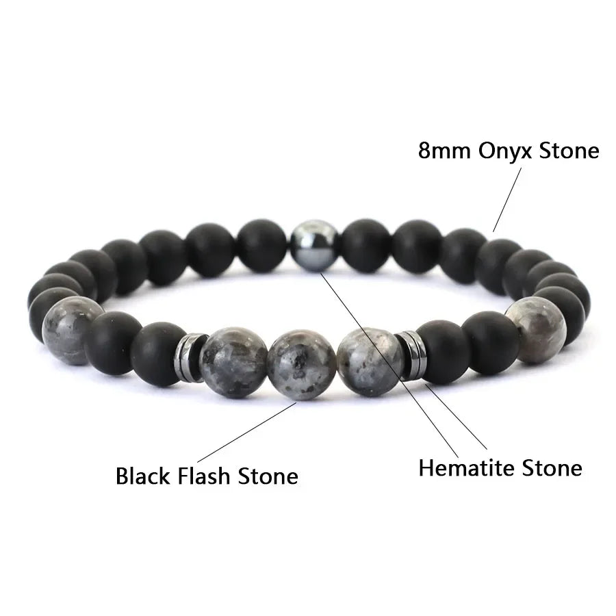 Men‘s Chic Black & Red Bead Bracelet With Metal Details Simple Style Jewelry For Casual Hangouts Beads Color Random