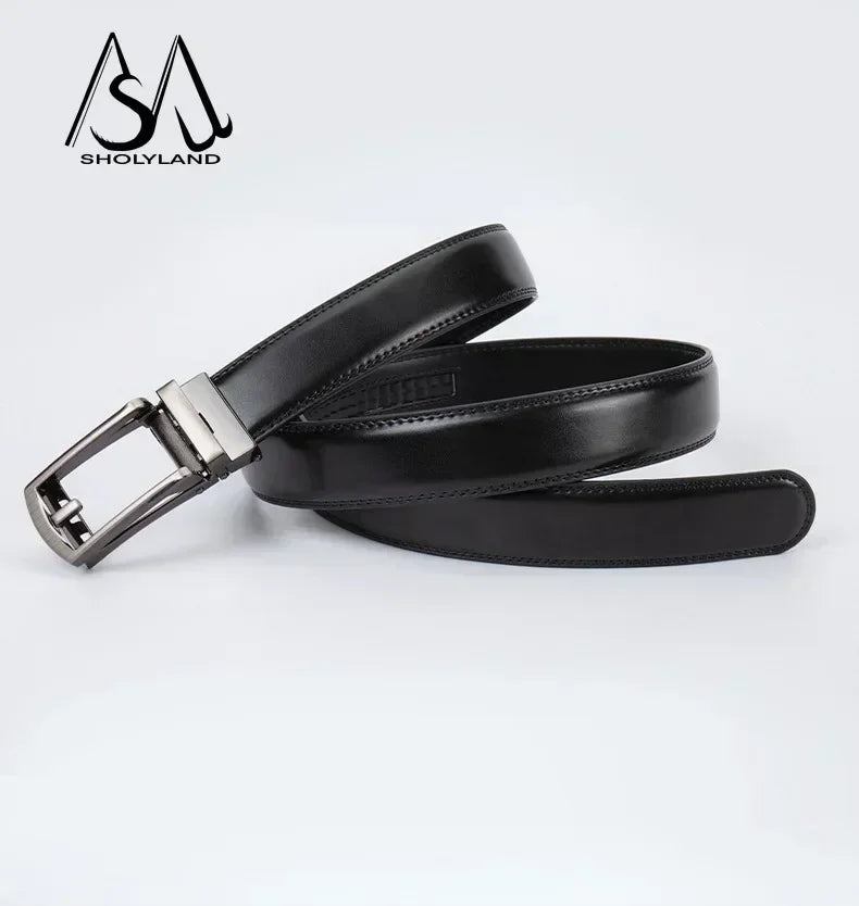New Trendy Fashion Versatile Leather Men's Belt Alloy Automatic Buckle Two-layer Cowhide Classic Business Versatile Men's Belt