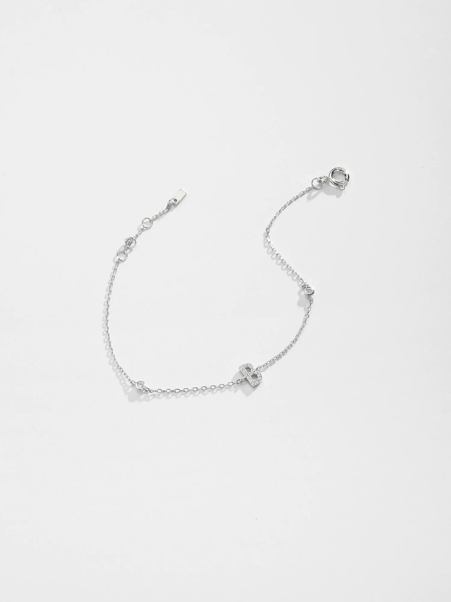 VEWANT 925 Sterling Silver Monogram Letter A - Z Initial Charm Chain Bracelet Luxury Wedding CrystalFine Jewelry