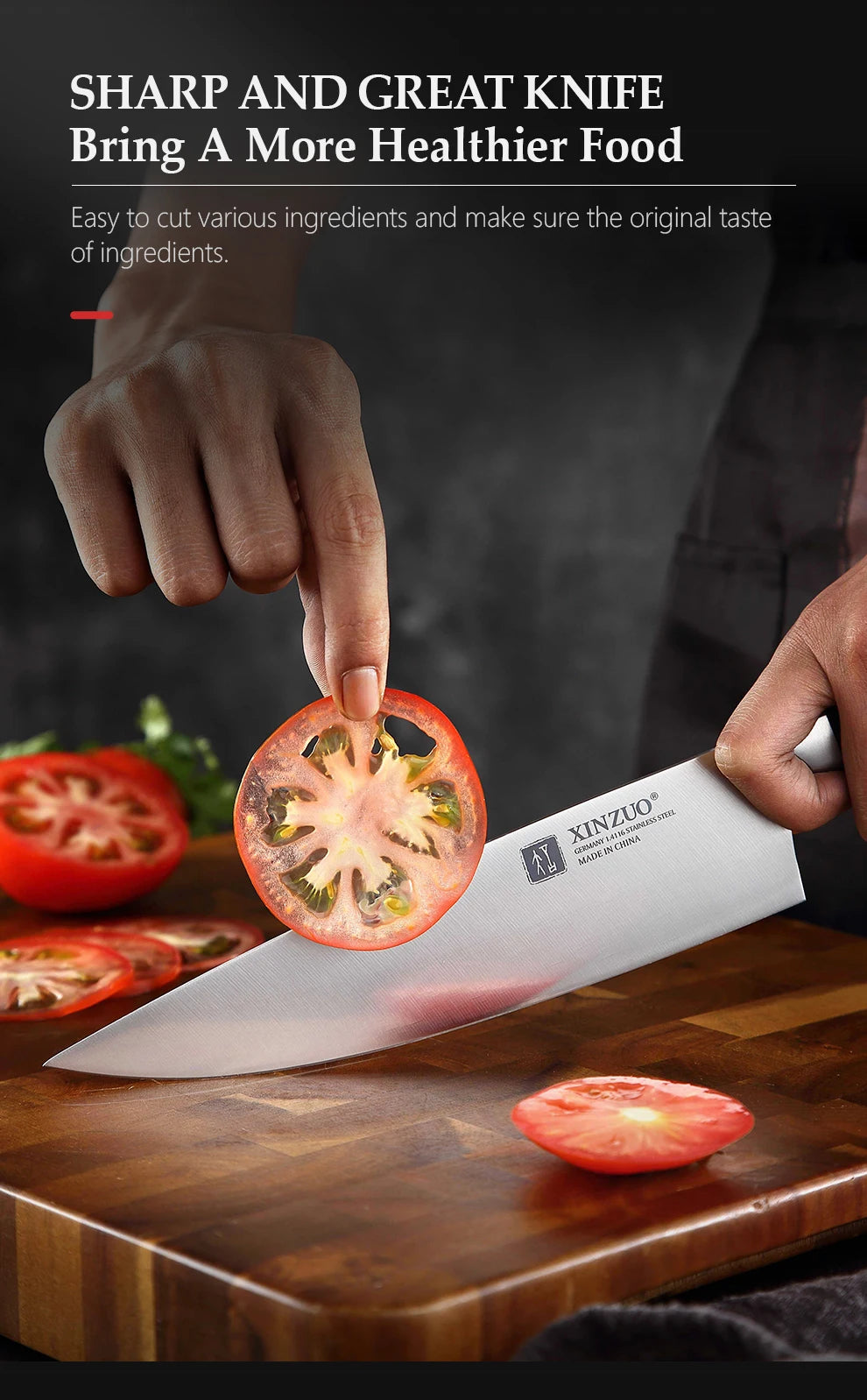 XINZUO 8'' Chef Knife German DIN 1.4116 Steel Kitchen Knives Stainless Steel Meat