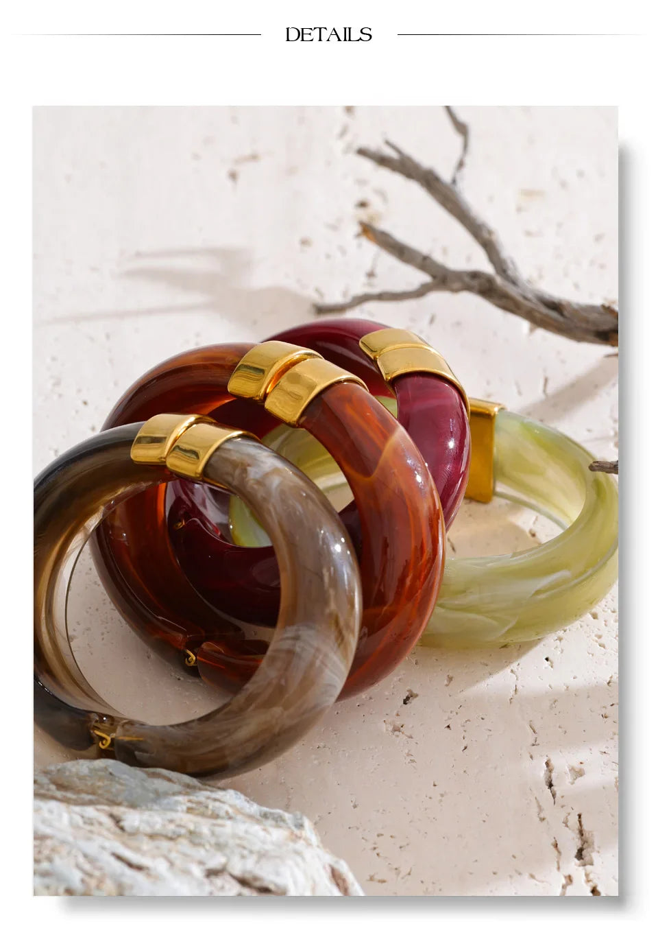 Yhpup 66mm Green Pink Brown Purple Acrylic Thick Bracelet Bangle for Women Stainless Steel Arrivals 2025 Wrist Jewelry Gift