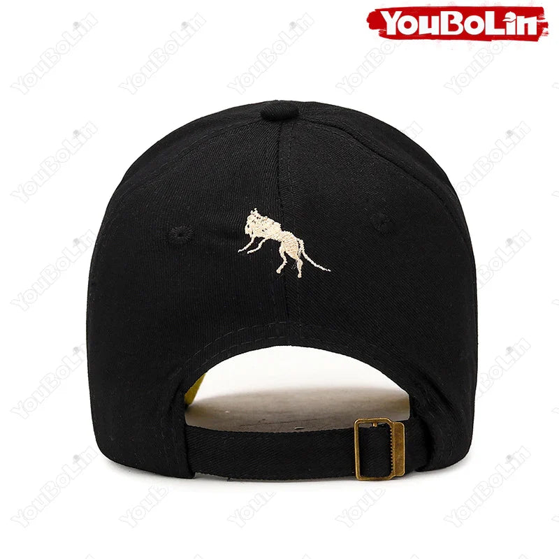 M letter Wolf Totem Embroidery Cotton Adjustable Baseball Cap Sun Hat Trucker Caps Dad Hats