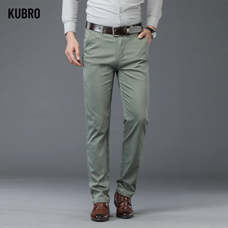 Clothing Men's Straight Fit Suit Pants Men Spring Autumn Business Stretch ArmyGreen
