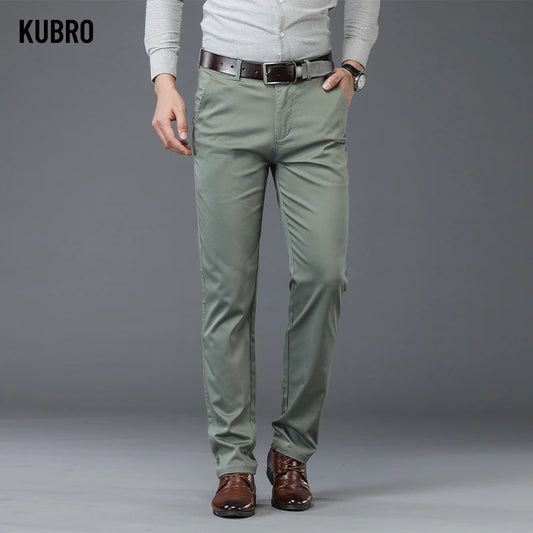 Clothing Men's Straight Fit Suit Pants Men Spring Autumn Business Stretch ArmyGreen
