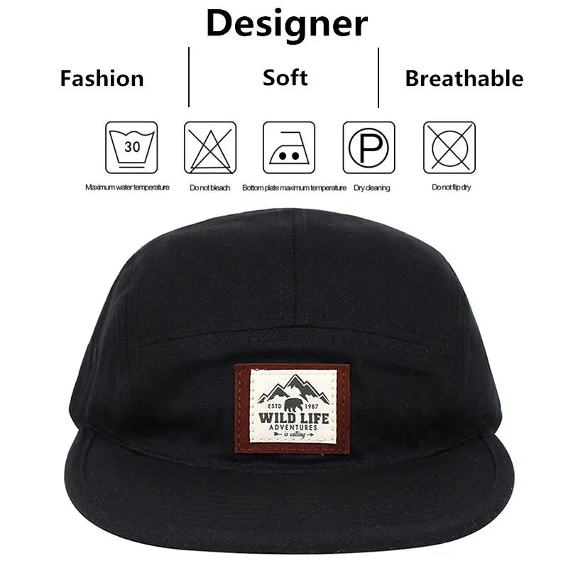 WILD LIFE Cotton 5 Panel Baseball Cap Snapback Caps Bone Gorras Hombre Originales Hip Hop Hats For Men Women Adjustable
