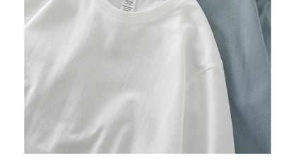 DUKEEN Men's 260G Long Sleeve T Shirts 2025 Spring Pure Cotton Solid Color Basic Crew-Neck Undershirt Men's Loose Tops 11 Color