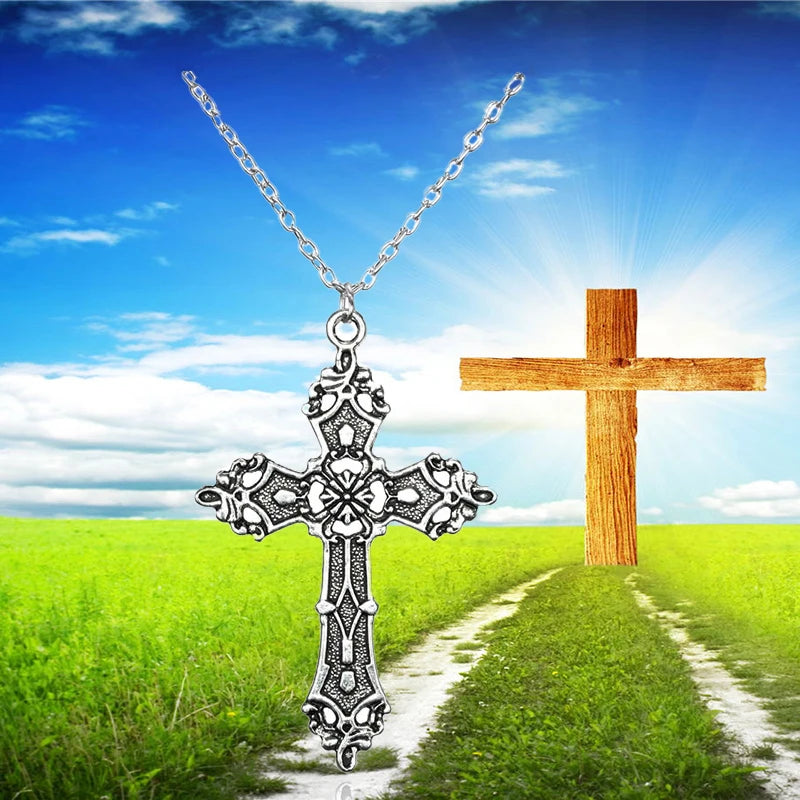 Vintage Crosses Pendant Necklace Goth Jewelry Accessories Gothic Grunge Chain
