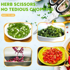 Muti-Layers Kitchen Scissors Stainless Steel Vegetable Cutter Scallion Herb Laver