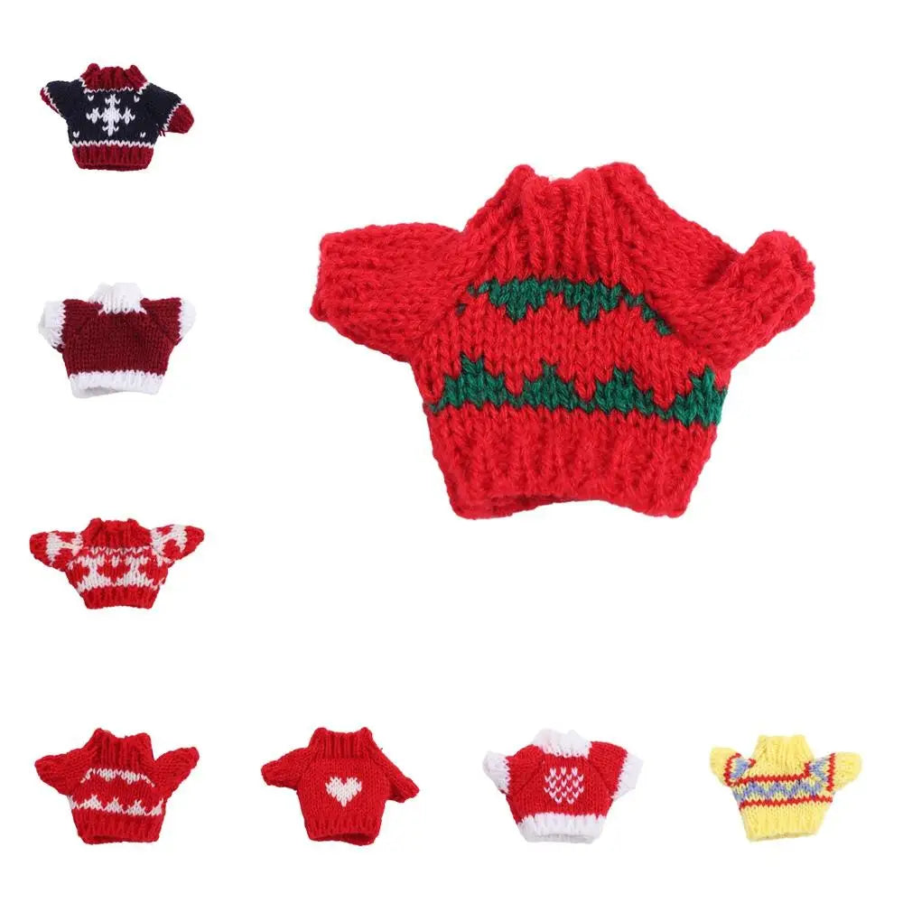 Christmas Style Dolls Sweater Dog Doll Clothes Cute White/Red/Green BJD Doll Clothes Mini 10cm for 16cm/17cm Bjd Doll