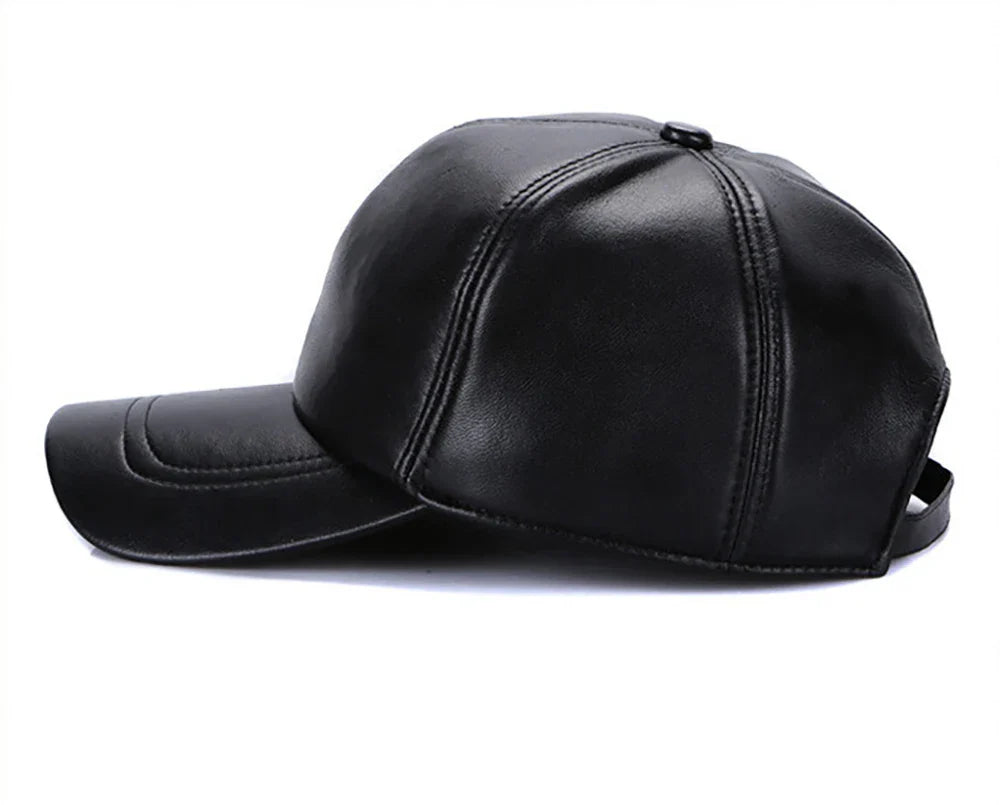 New 2026 Street Hip Hop Hat Leather Hat Fashion Adult Leather Hat Men's Warm Leather Baseball Cap Male Men Outdoor Windproof Hat