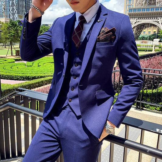 Men's Business Casual Groom Wedding Dress Formal Suit  Male Blazers Coat Trousers Waistcoat