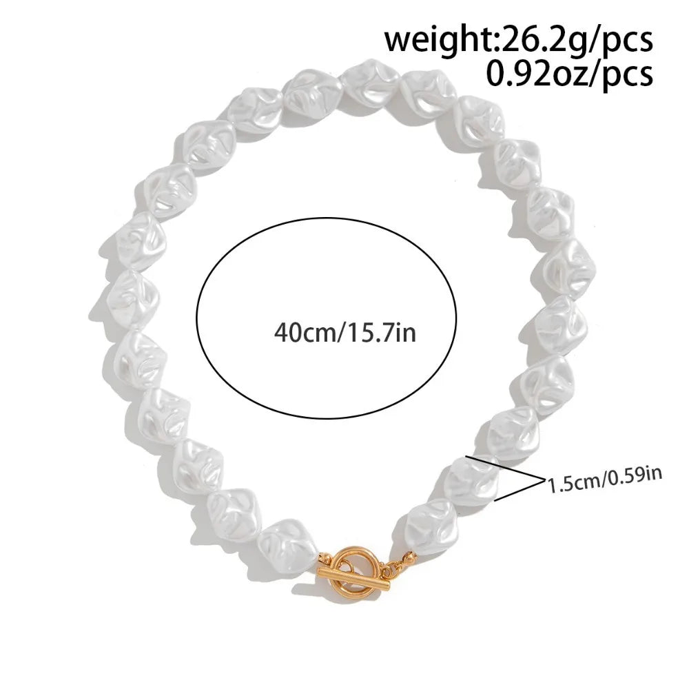 Elegant Irregular Imitation Pearl Beads Necklace for Women Vintage Party Wedding Tassels Choker Fashion Jewelry Accessories Gift