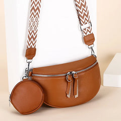 Soft Genuine Leather Fashion Saddle Bag Shoulder Crossbody Bag Luxury Women