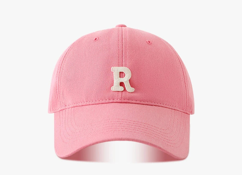 Large Head Circumference Baseball Cap Men's and Women's Dome Hat Soft Top Cap 60/65cm Sun Protection  Letter R Hat Adult Caps