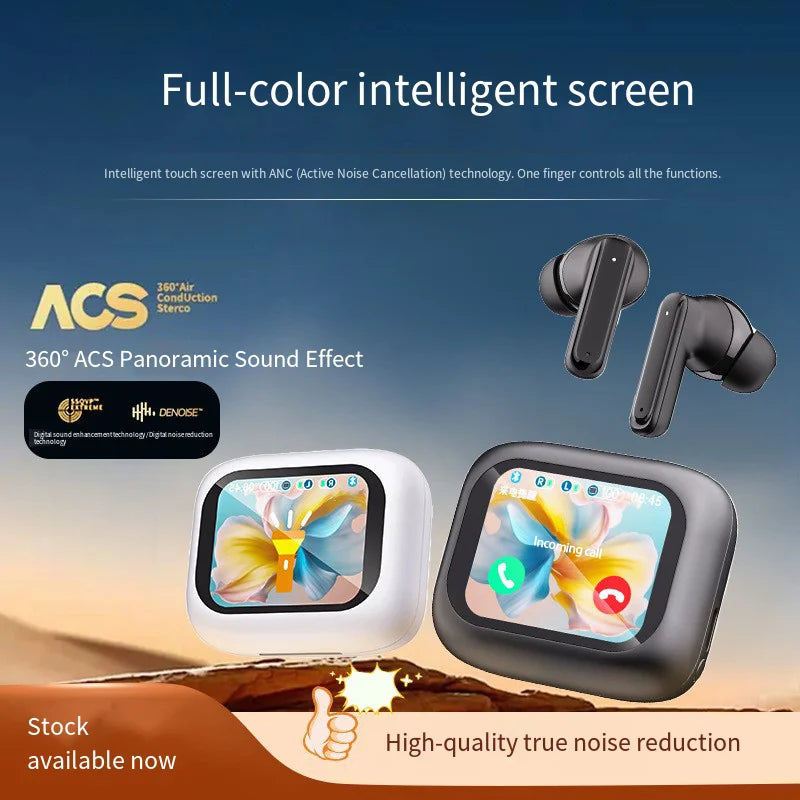 Bluetooth V5.4 headphones AI translation OWS LCD touch screen sports wireless high-definition stereo long-life headphones