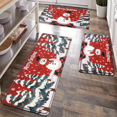 Christmas Kitchen Floor Mat Party Decoration Hallway Entrance Doormat Washable