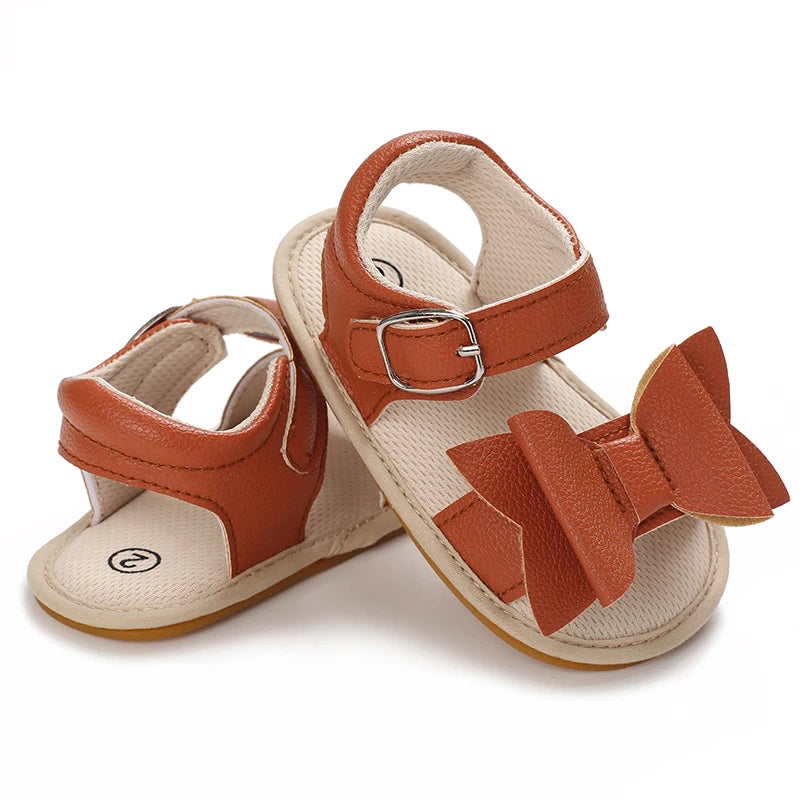 Baby Girls Bowknot Open-Toe Sandals Lightweight Non-Slip Comfy Crib Shoes Summer