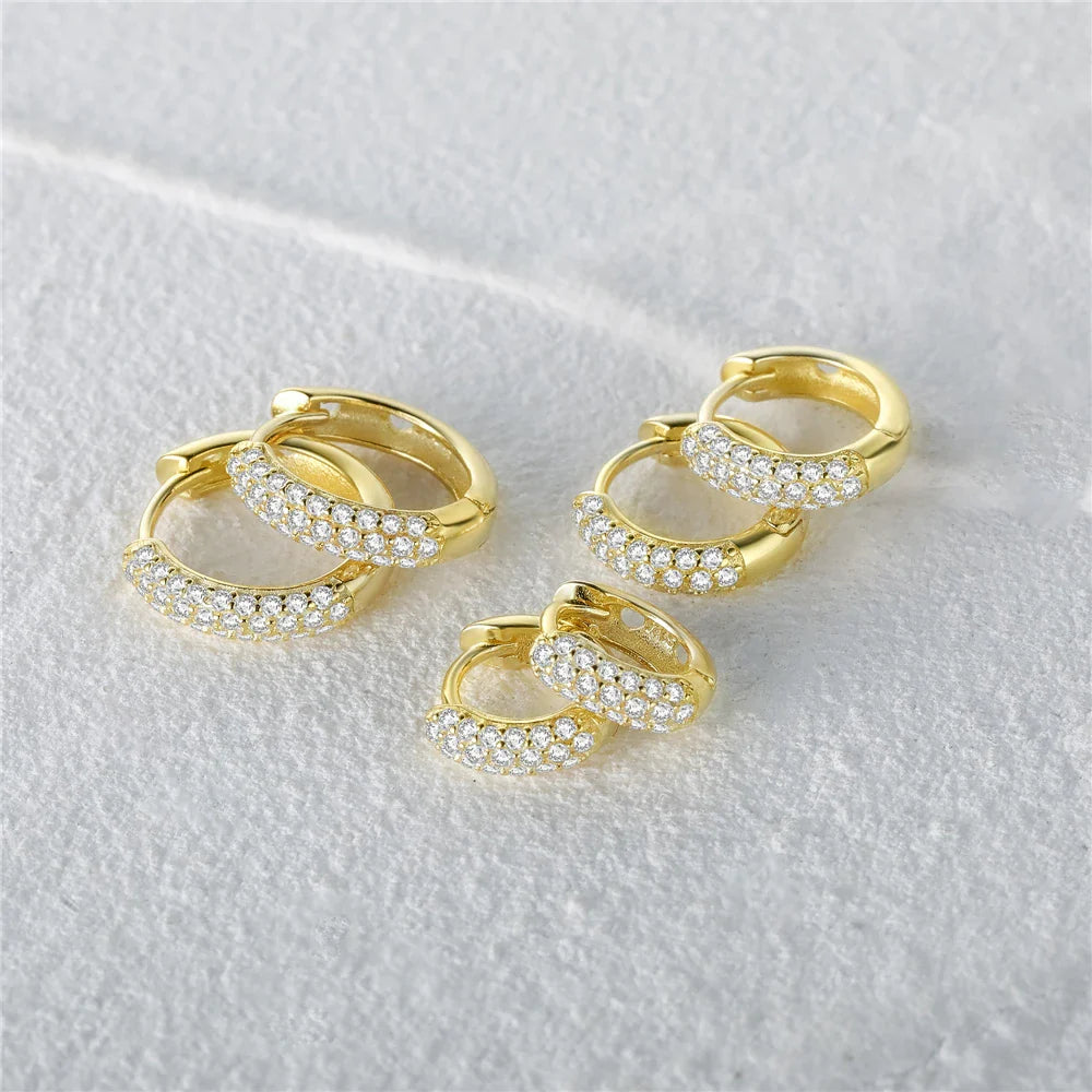 ROXI Half Side Zircon Crystals Hoop Earrings for Women Girls 925 Sterling Silver Jewelry Huggie Earrings Pendientes Plata 925