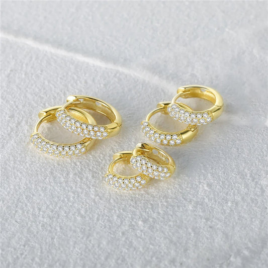 ROXI Half Side Zircon Crystals Hoop Earrings for Women Girls 925 Sterling Silver Jewelry Huggie Earrings Pendientes Plata 925