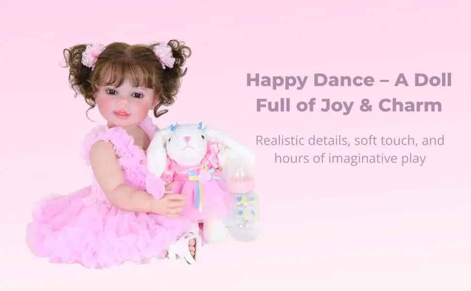 Happy Dance Reborn Toddler Doll – 22-Inch Lifelike Companion with Plush Bunny