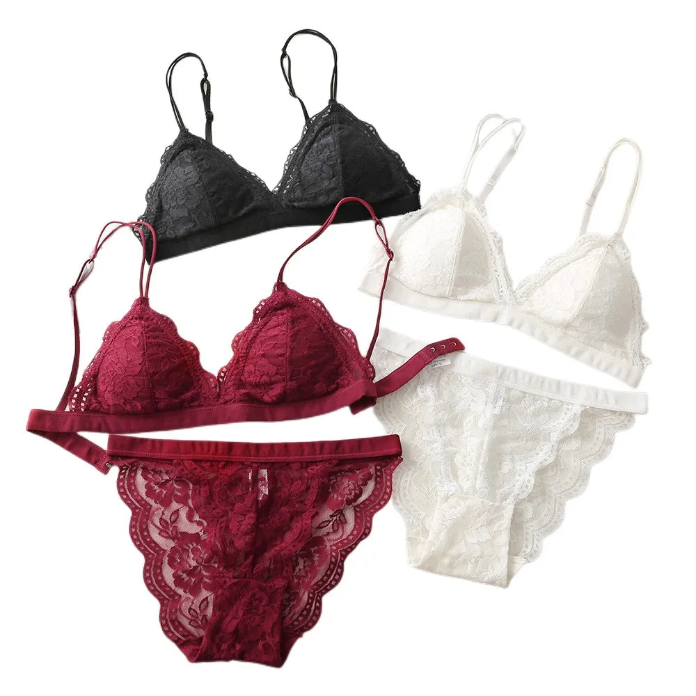 Women Lace Bra And Panties Set Floral Lace Bralette Embroidery Lace Underwear Set