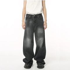 Vintage Men's Baggy Denim Trousers Streetwear Wide Leg Loose Denim Pants