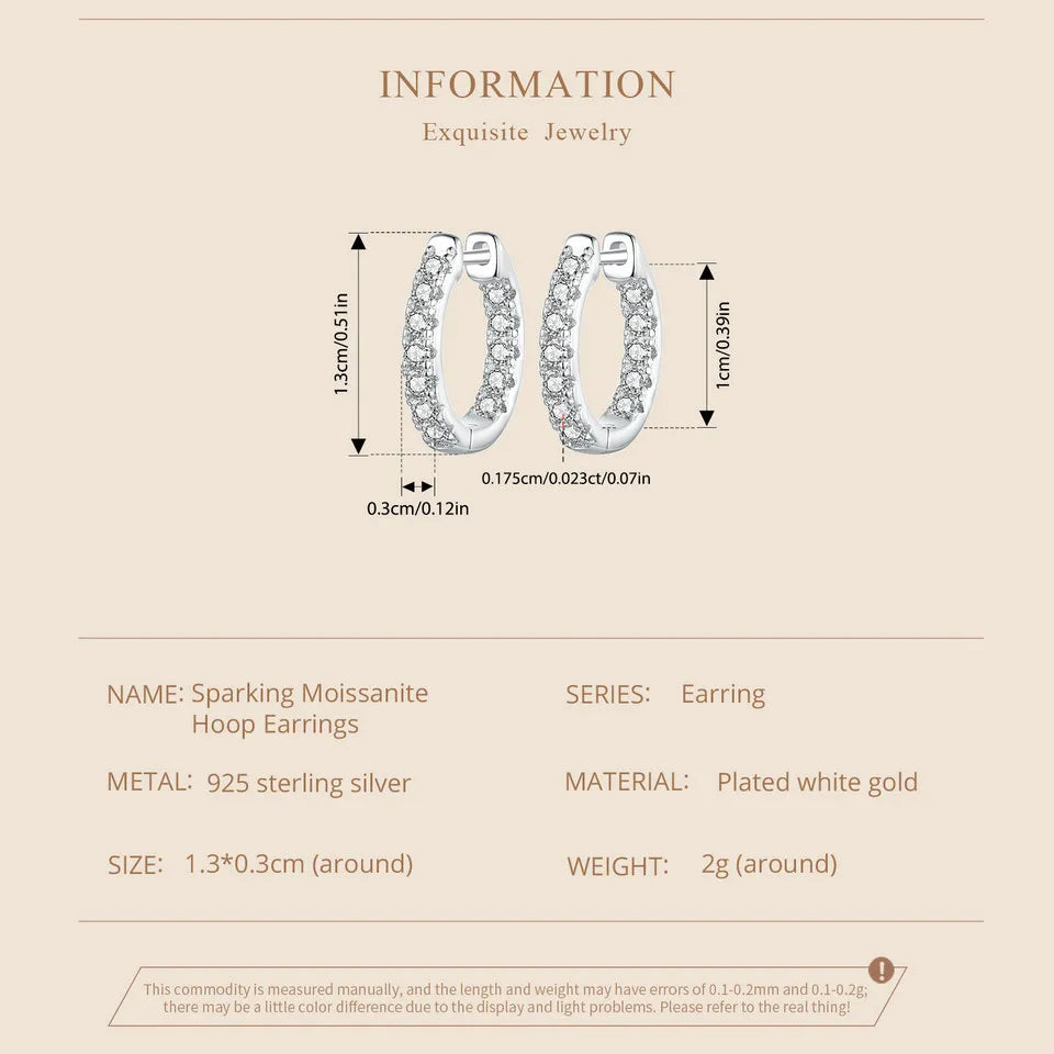 BAMOER Gold Moissanite Hoop Earrings for Women, 925 Sterling Silver D Color Round Cut Lab Diamond Hypoallergenic Earrings