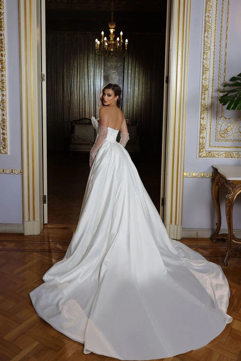 White Bridesmaid Dresses: Sparkling Simple Off Shoulder Lace Mermaid Sleeveless