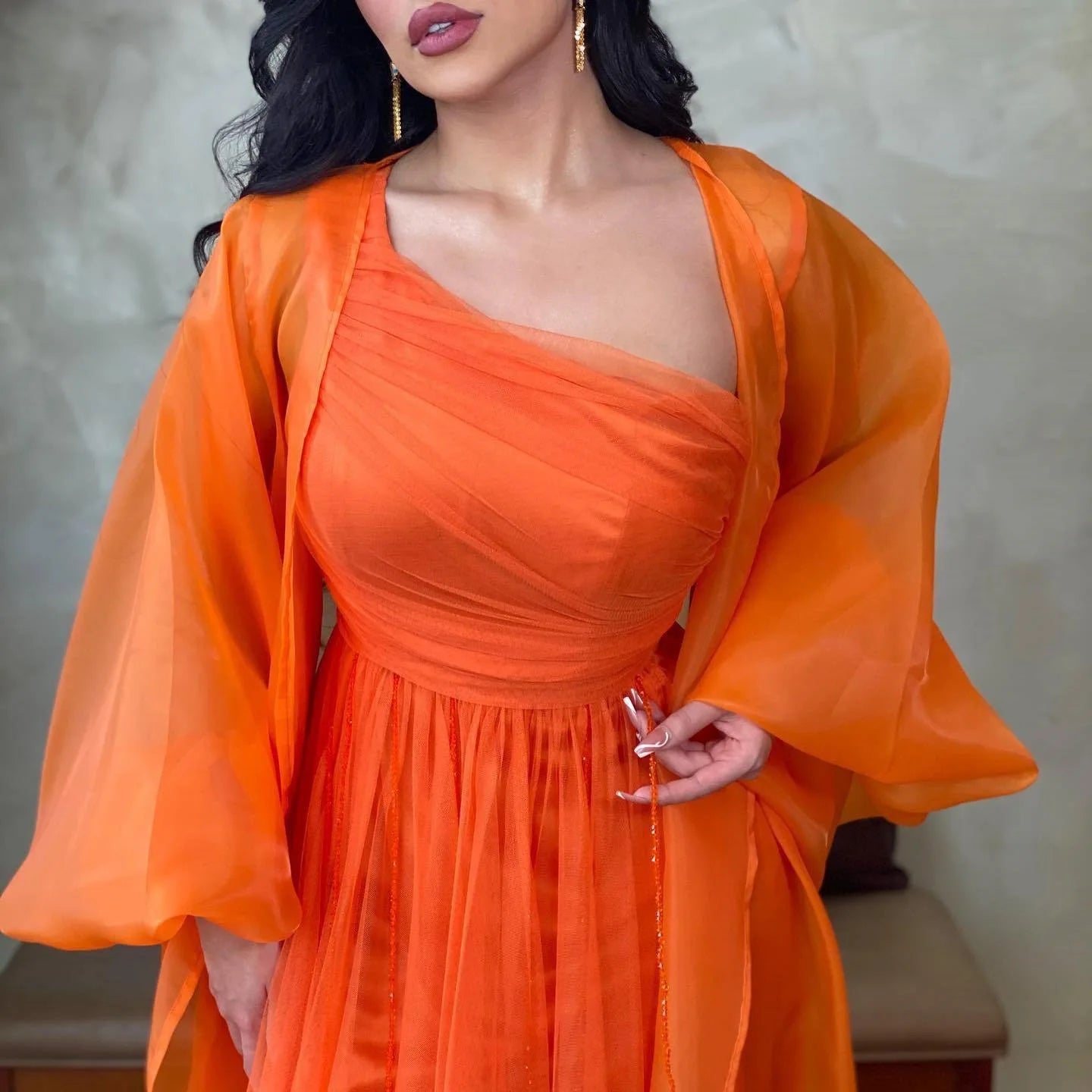 Evening wear Dresses: Long Sleeved of Formal Evening Prom Dress Women