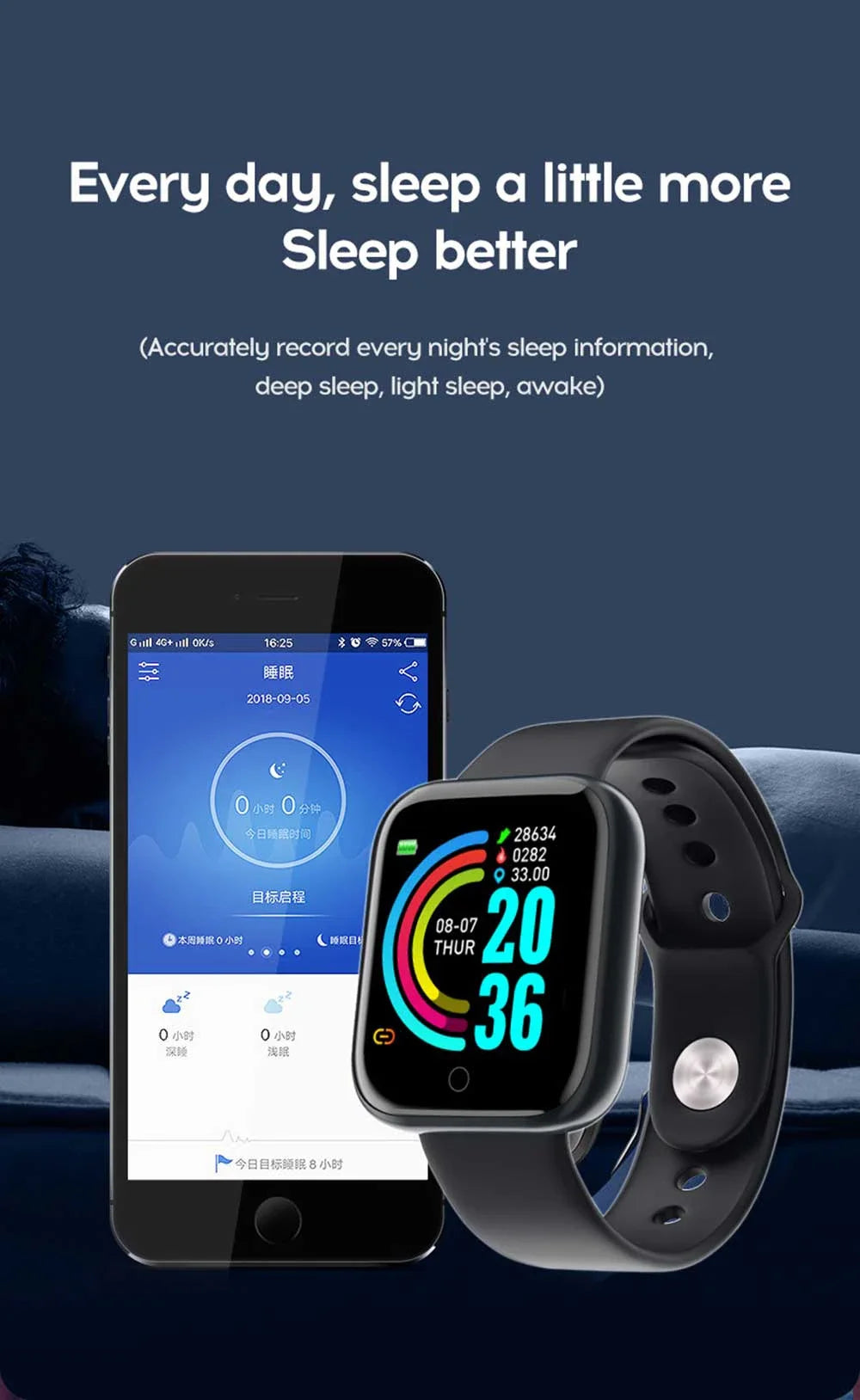 Y68 Smart Watch Color Screen Step Counting Multi Sports Mode Message Reminder Photography Music Remote Control Smart Band
