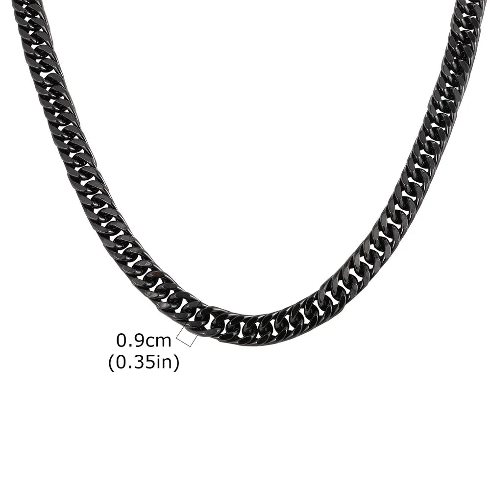 Vnox 3/5/7/9mm Thick Cuban Chain Necklaces for Men Women,Simple Miami Curb Links Collar,Waterproof Stainless Steel Unisex Chain