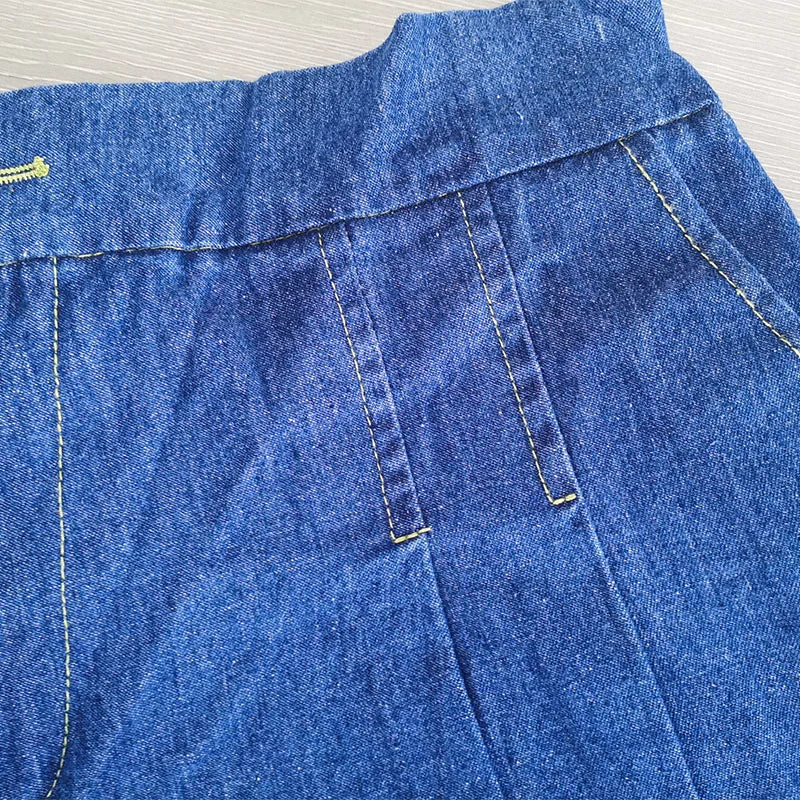 DFRCAEG 2024 Summer Plus Size Denim Shorts For Women High Elastic Waist Blue Or Sky Blue Pleated Mini Large Size Short Femme