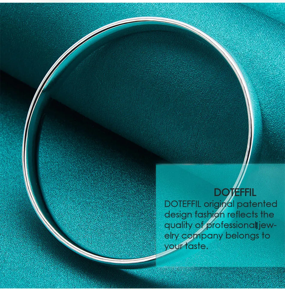 DOTEFFIL 925 Sterling Silver 10mm Smooth Solid Bracelet Bangles For Women Men Wedding Engagement Party Jewelry