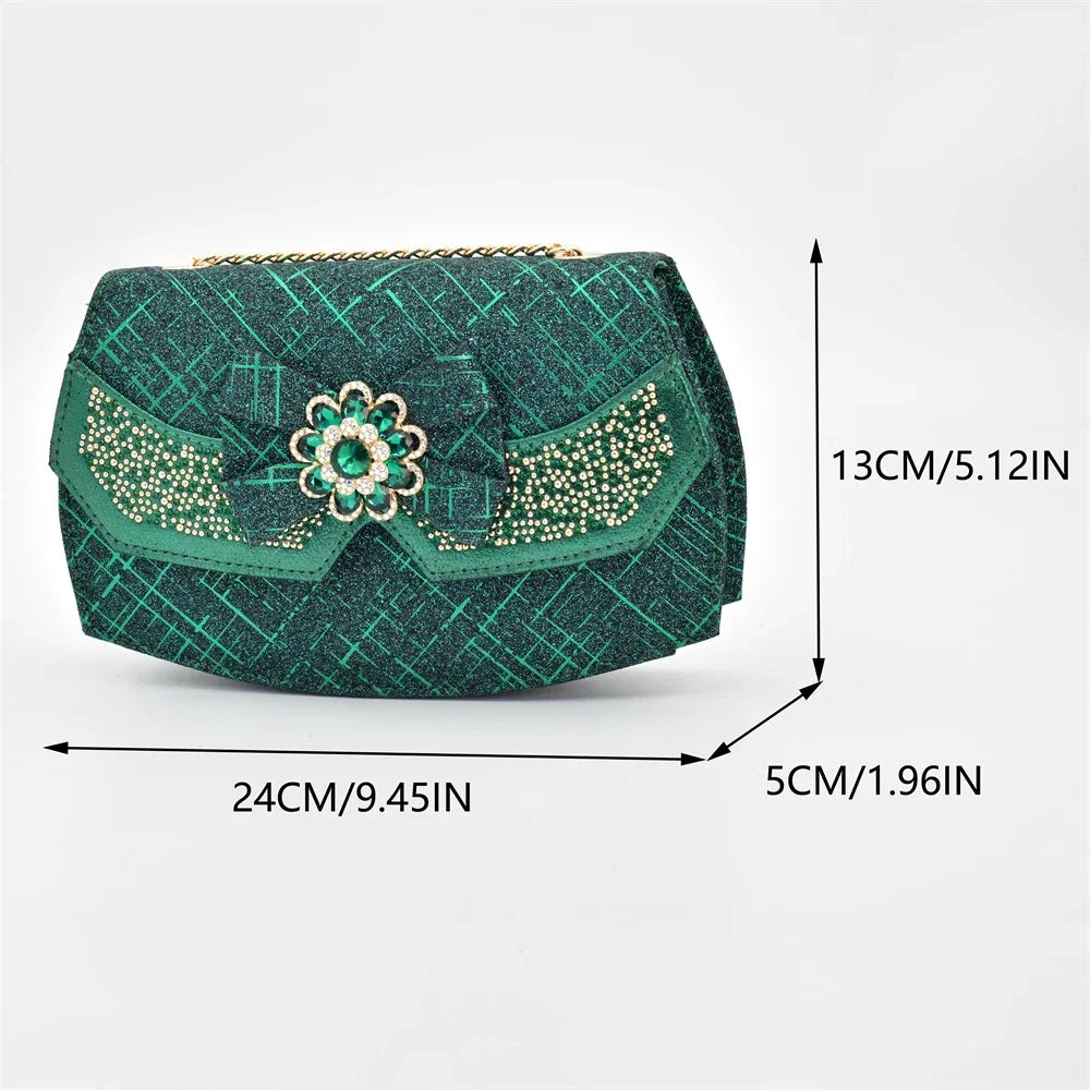 Italian Design Ladies Shoes with Matching Bag Set Nigerian for Party Crystal Decoration Style African Women Shoes with Bag