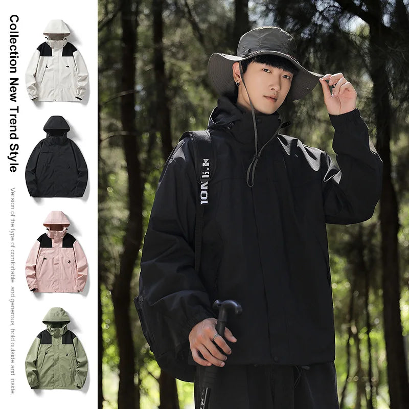 Jacket Sports Outdoor Thickened High Collar Hoodie Color Matching Fashion