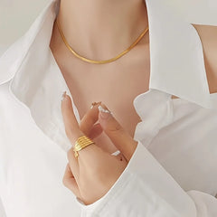 Fashion Stainless Steel Gold Plated Chain Necklace for Women Golden Choker